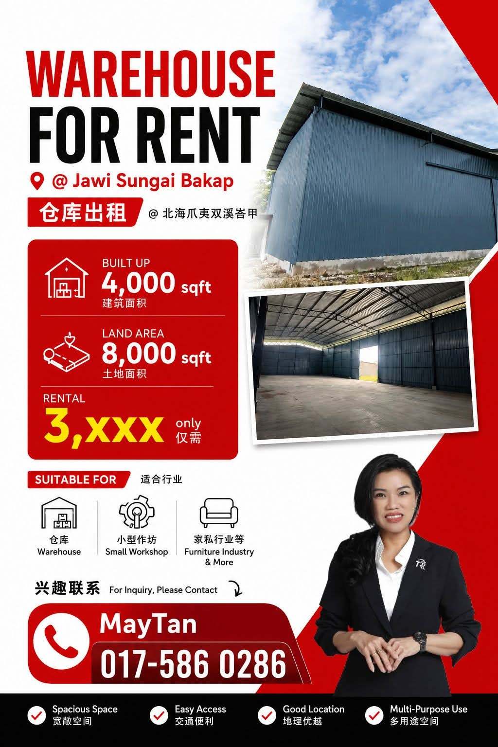 Werehouse or Rent @ Sungai Bakap, Nibong Tebal | Freehold