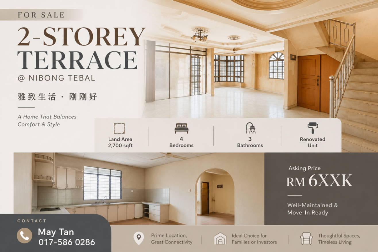 2-Storey Terraced House for Sale @ Nibong Tebal, Penang | Freehold