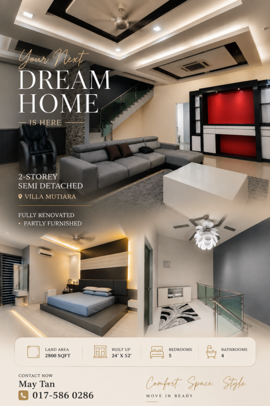 Semi-Detached House for Sale @ Villa Mutiara, Simpang Ampat | Renovated