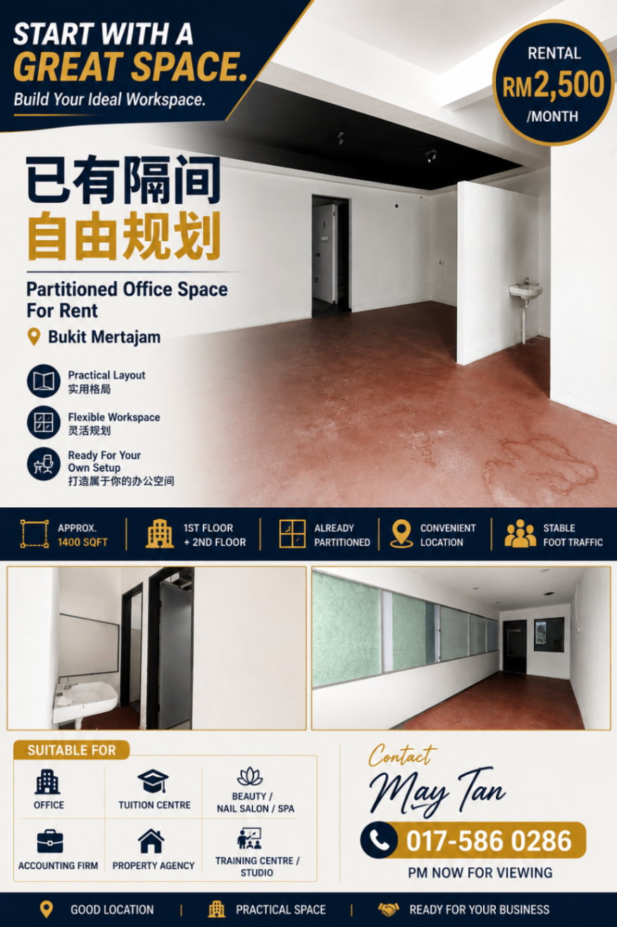 Office Space for Rent @ Bukit Mertajam, Bukit Mertajam | Freehold