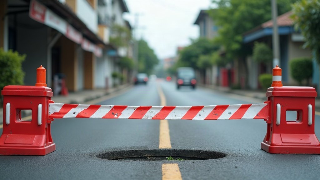 Sinkhole opens outside a bank in Bandar Perda; MBSP points to an IWK ...