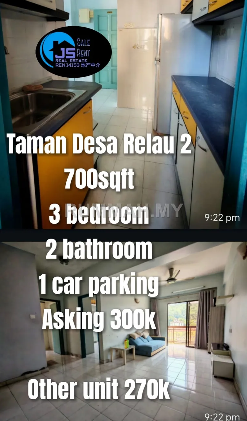 3-bedroom condo in Relau, Penang for sale — Taman desa relau 2