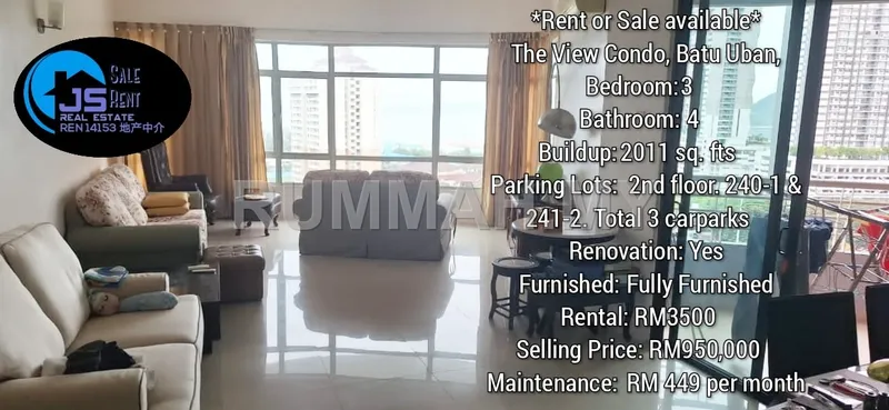 3-bedroom condo in Gelugor, Penang for sale — The View Batu Uban