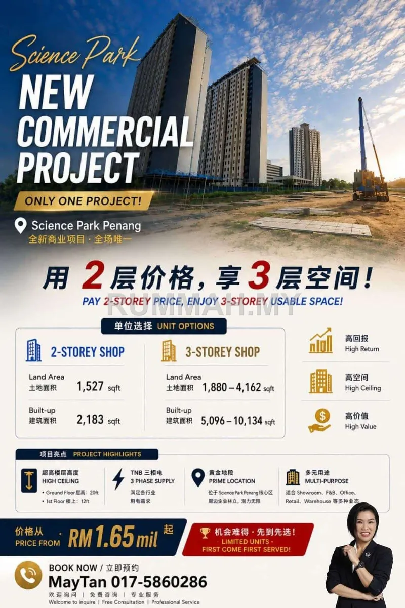 Retail Space for Sale @ Simpang Ampat, Bukit Tambun | Unfurnished