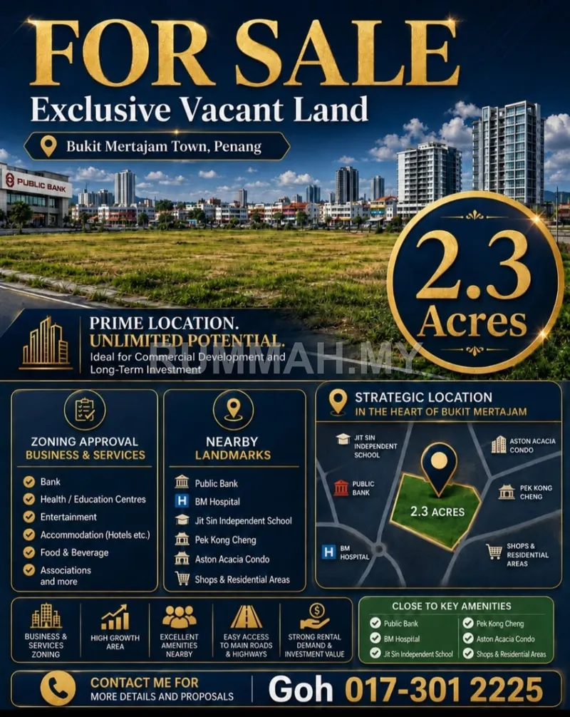 land in Bukit mertajam , Penang for sale — Bukit Mertajam Town Land for sale
