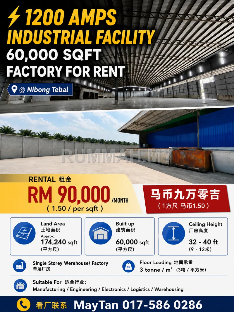 industrial in Nibong Tebal, Penang for rent — Factory/Warehouse for Rent @ Nibong Tebal, Penang | Freehold