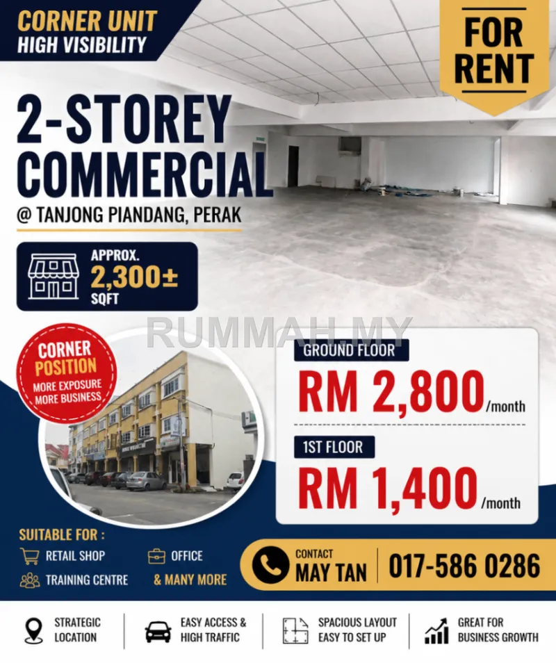 commercial in Tanjong Piandang, Perak for rent — Shoplot for Rent @ Tanjong Piandang, Tanjong Piandang | Freehold