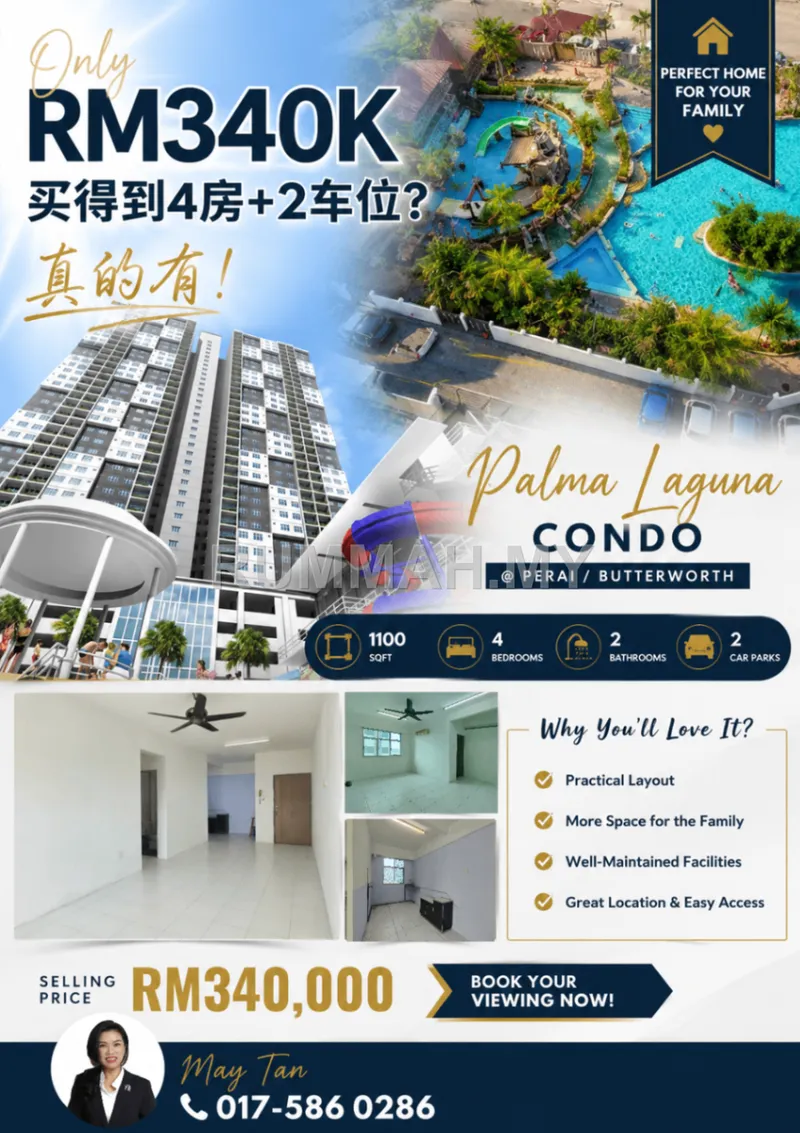 4-bedroom condo in Butterworth, Penang for sale — Condo for Sale @ Palma Laguna, Butterworth | Freehold