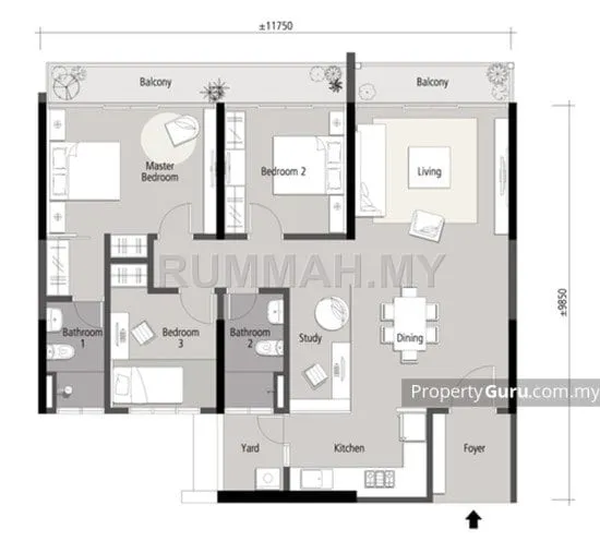 3-bedroom condo for sale in Sungai Ara, Penang - Skycube Residence