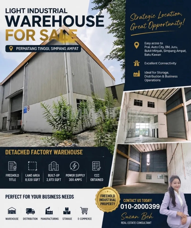 industrial in Simpang Ampat, Penang for sale — Light Industrial Warehouse For Sale at Simpang Ampat 
