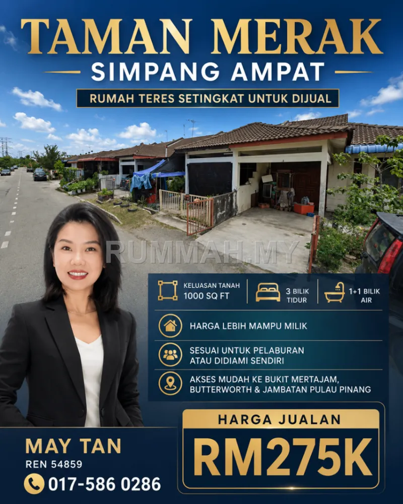 3-bedroom house for sale in Simpang Ampat, Penang