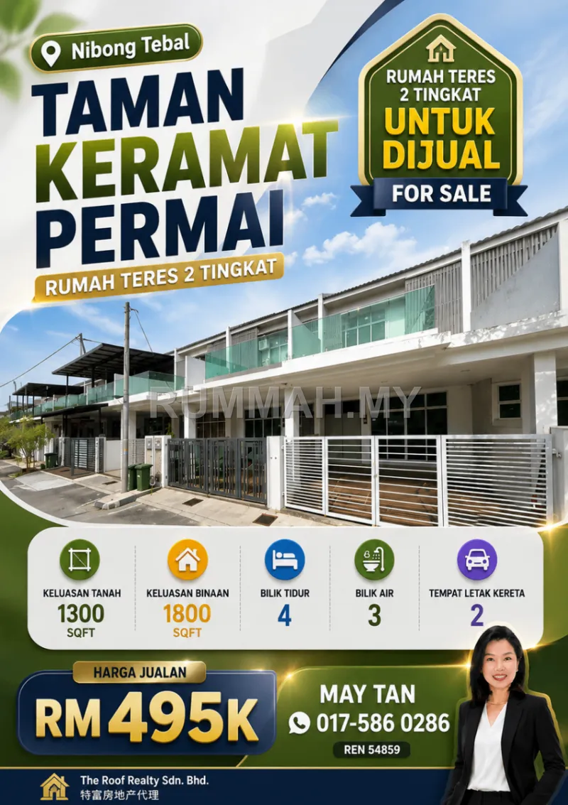 2-Storey Terraced House for Sale @ Tmn Keramat Permai, Nibong Tebal | Freehold