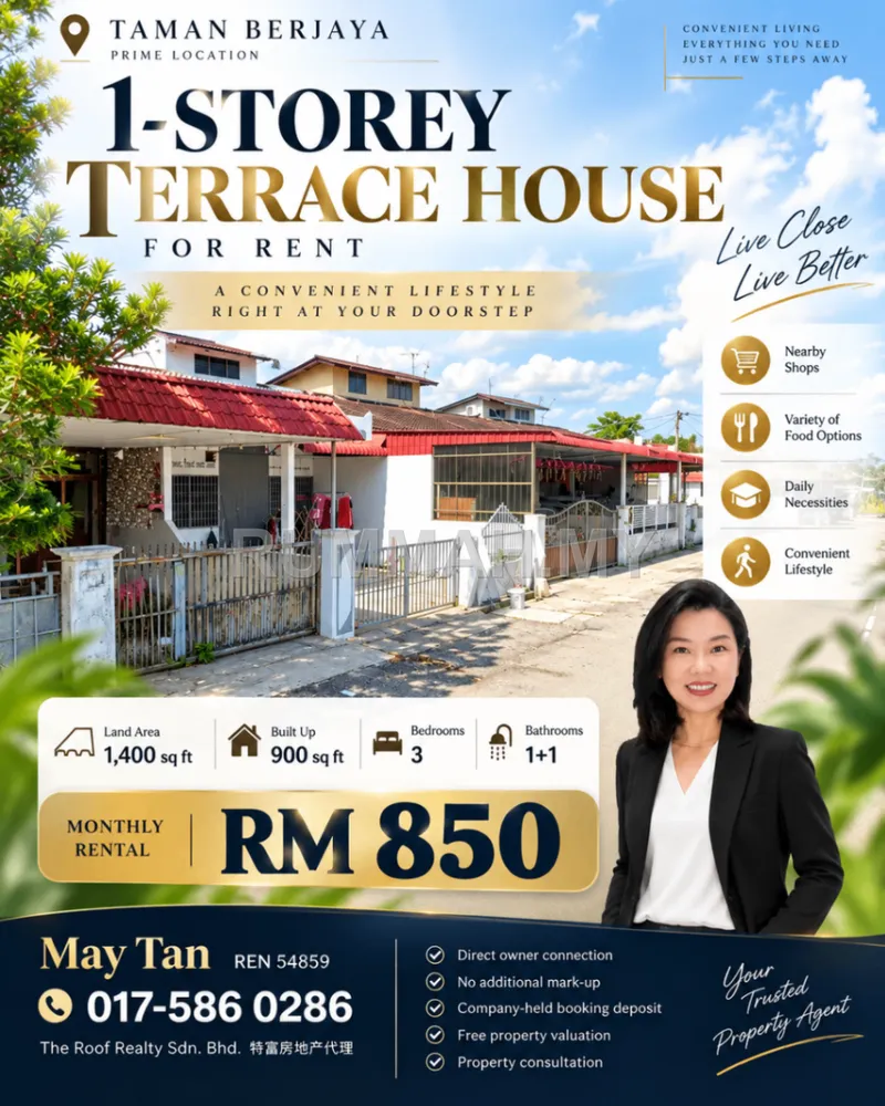 1-Storey Terrace for Rent @ Taman Berjaya, Nibong Tebal | Freehold
