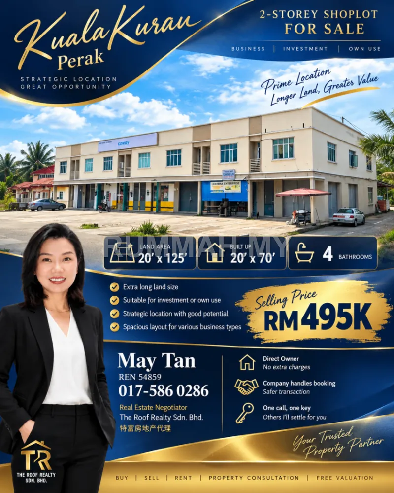2-Storey Shoplot for Sale @ Taman Kurau Lestari, Kuala Kurau | Freehold