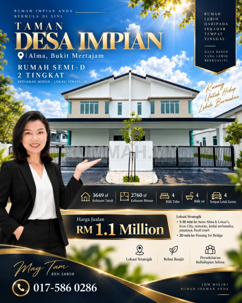 2-Storey Semi-Detached House for Sale @ Bukit Mertajam, Bukit Mertajam | Freehold