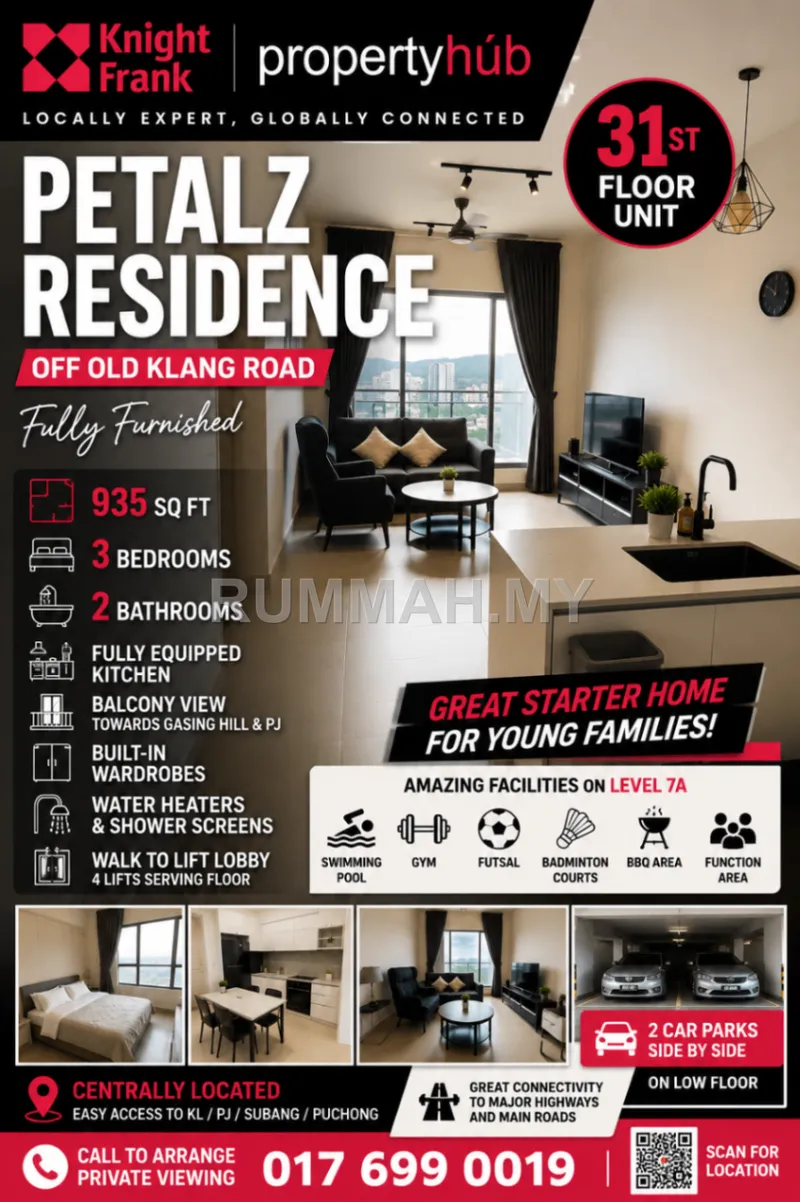 Petalz Residences, Old Klg Rd High Floor  Fully Furnished  3 Bedrooms