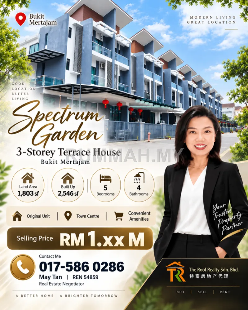 3-Storey Terrace for Sale @ Spectrum Garden, Bukit Mertajam | Freehold