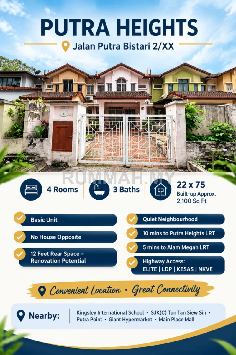 FOR SALE | Putra Heights 2-Storey Terrace | RM850K Nego
