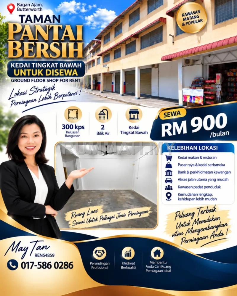 Shoplot for Rent @ Pantai Bersih, Bagan Ajam | Freehold