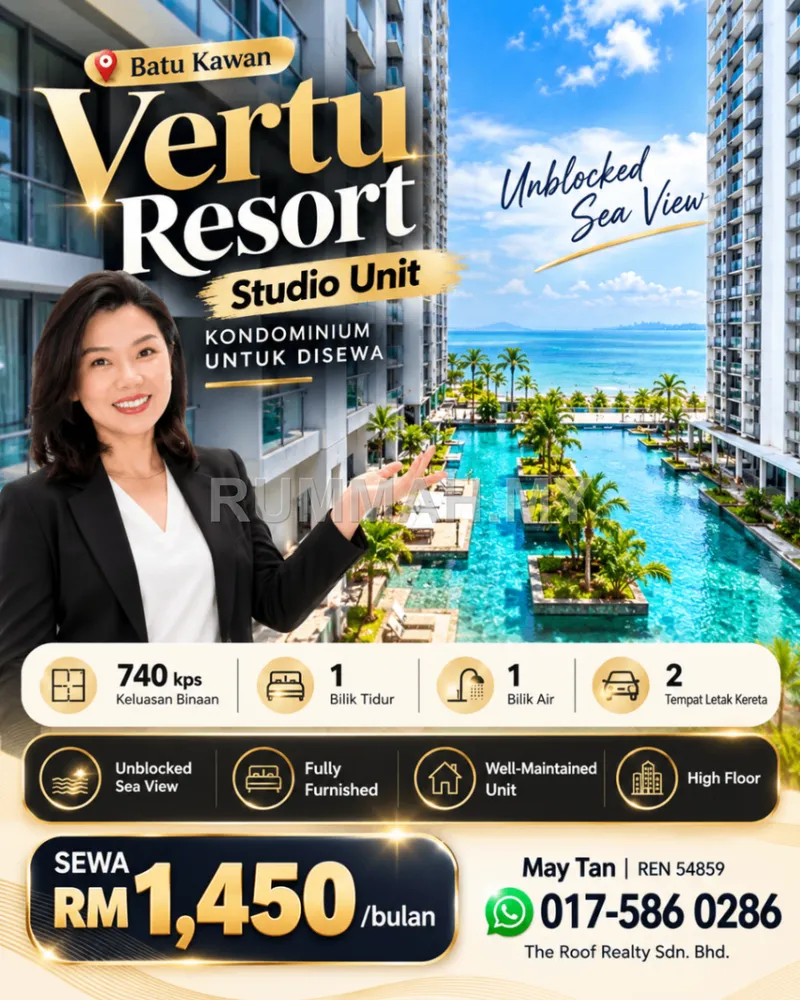 Condo for Rent @ Vertu Resort, Batu Kawan | Fully Furnished