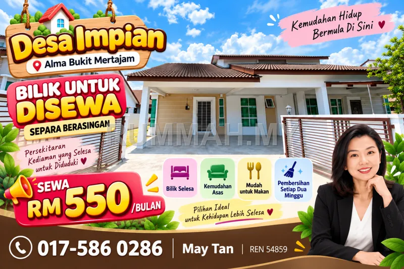 1-bedroom house for rent in Alma, Penang - Master bedroom @ Alma, Alma