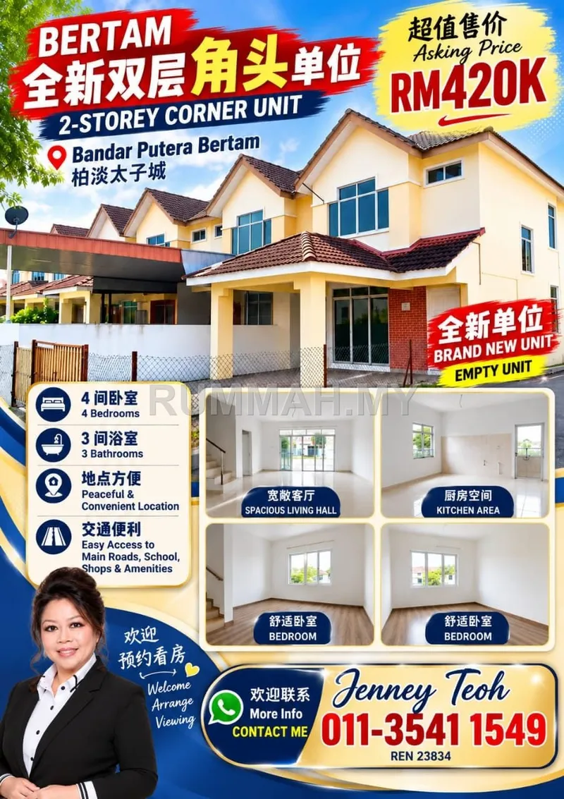 Bandar Putra Bertam | 2 Storey Corner Bare Unit for Sale