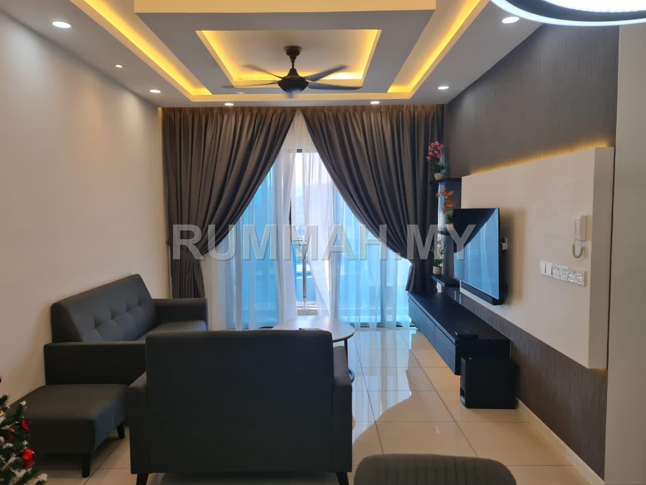2-bedroom condo in Bayan Lepas, Penang for rent - Queens Residence Q1, Bayan Lepas | Fully Furnished | Partial Seaview 