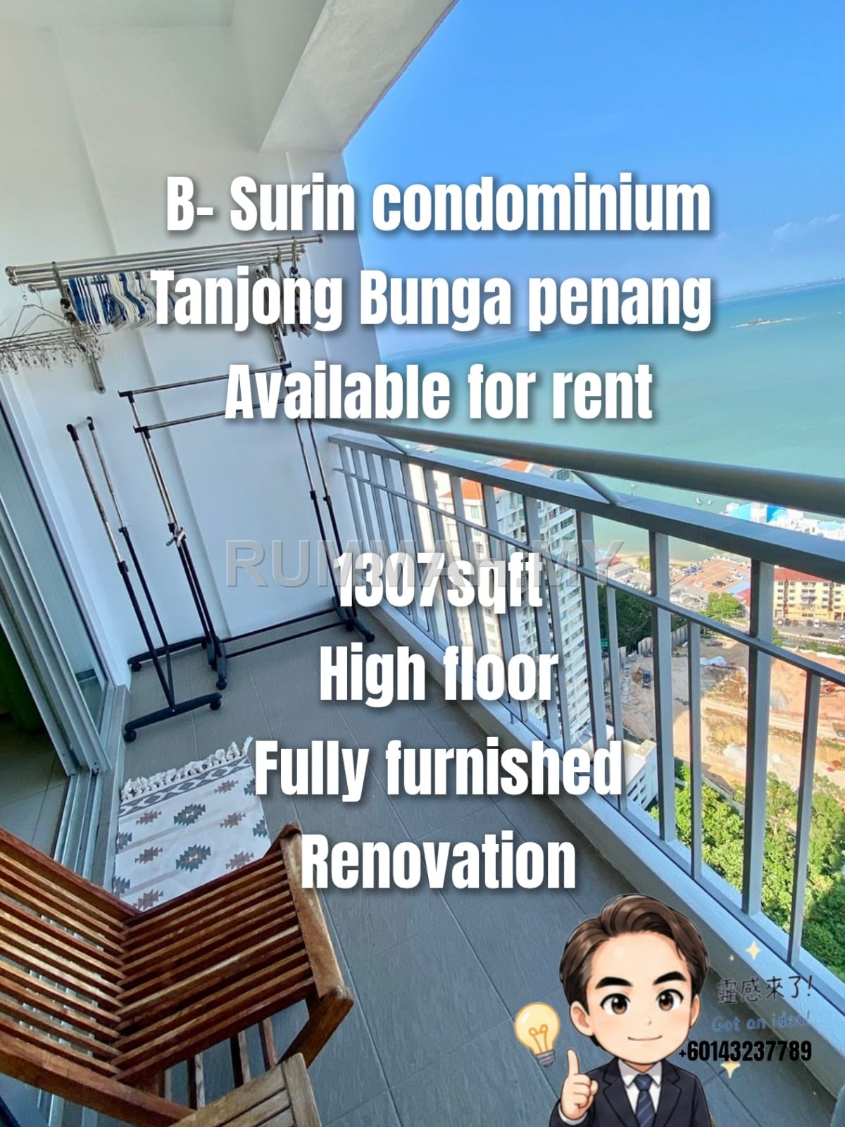 3-bedroom condo in Tanjung Bungah, Penang for rent - Surin condo 0143237789