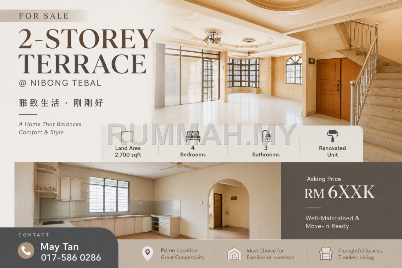 4-bedroom house in Nibong Tebal, Penang for sale - 2-Storey Terraced House for Sale @ Nibong Tebal, Penang | Freehold