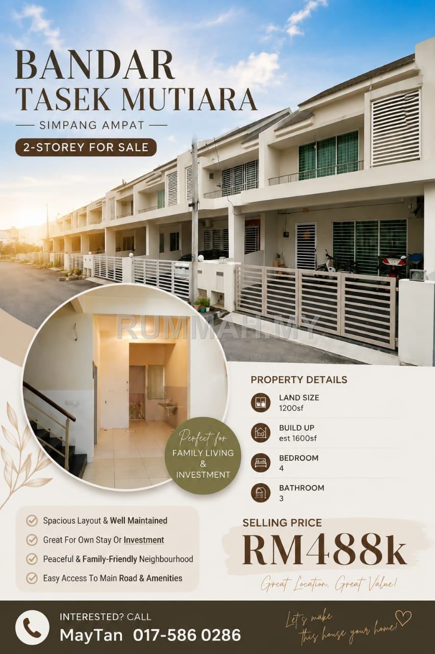 4-bedroom house in Simpang Ampat, Penang for sale - 2-Storey Terraced House for Sale @ Simpang Ampat, Simpang Ampat | Freehold