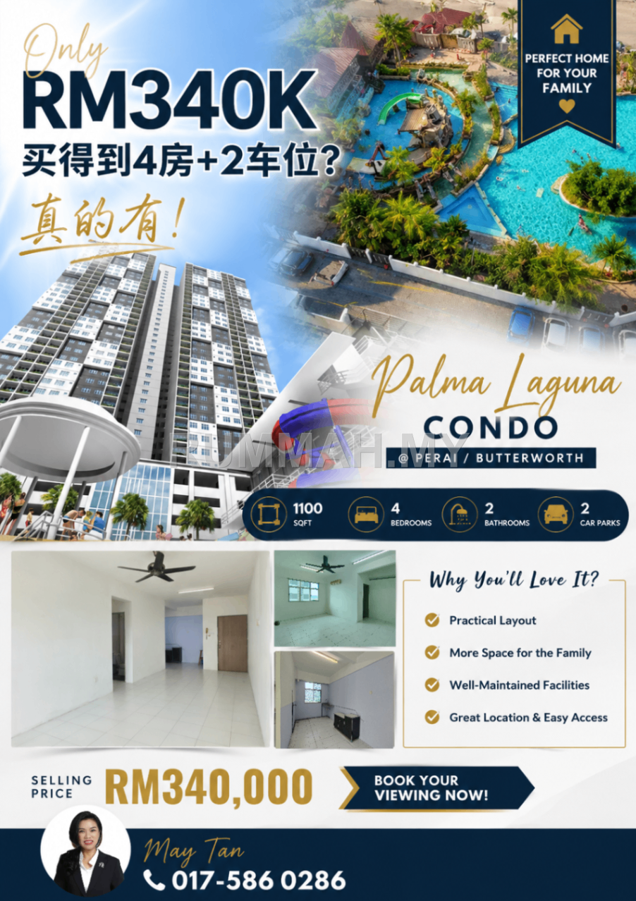 4-bedroom condo in Butterworth, Penang for sale - Condo for Sale @ Palma Laguna, Butterworth | Freehold