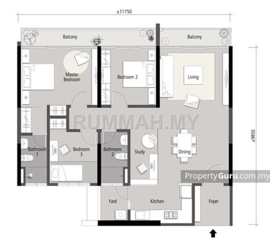 3-bedroom condo in Sungai Ara, Penang for sale - Skycube Residence