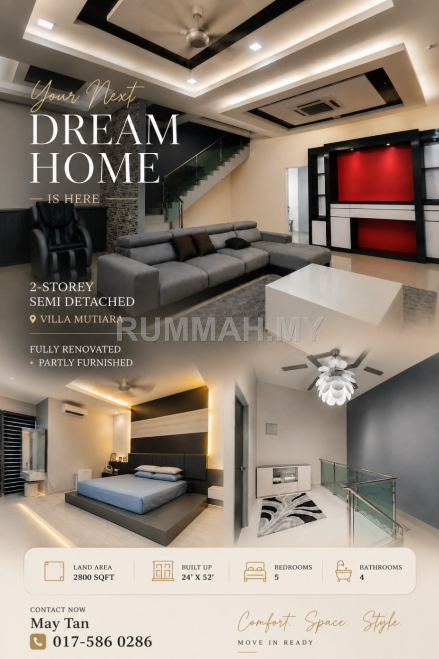 5-bedroom house in Simpang Ampat, Penang for sale - Semi-Detached House for Sale @ Villa Mutiara, Simpang Ampat | Renovated