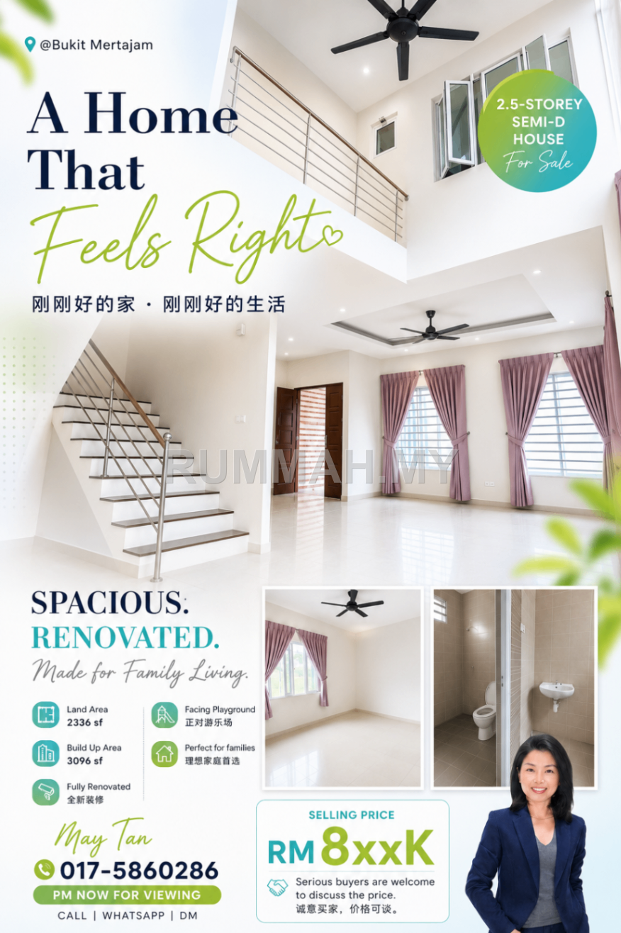 5-bedroom house in Bukit Mertajam, Penang for sale - 2.5-Storey Terraced House for Sale @ Bukit Mertajam, Bukit Mertajam | Freehold