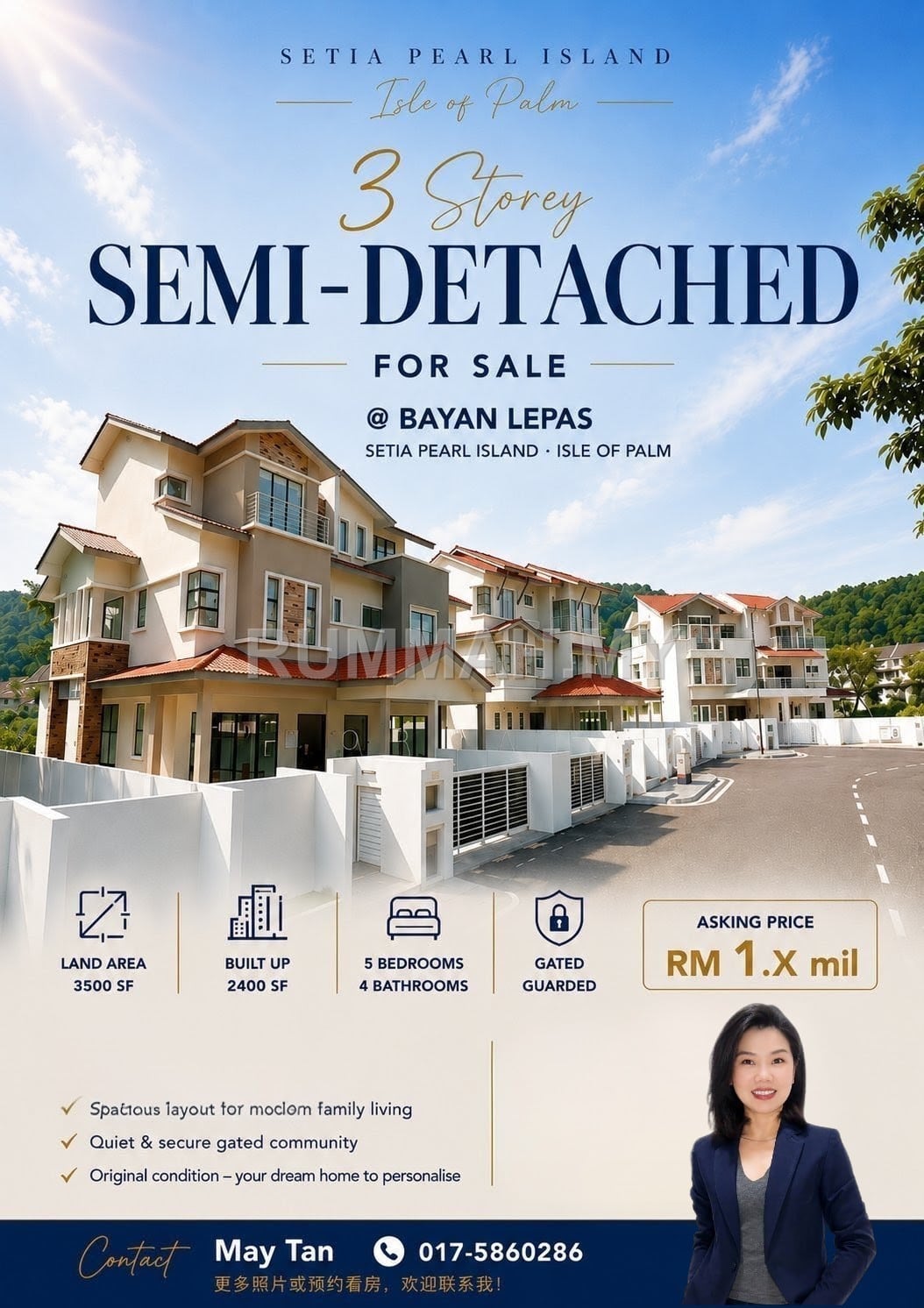 5-bedroom house in Bayan Lepas, Penang for sale - 3-Storey Semi Detached for Sale @ , Bayan Lepas | Freehold