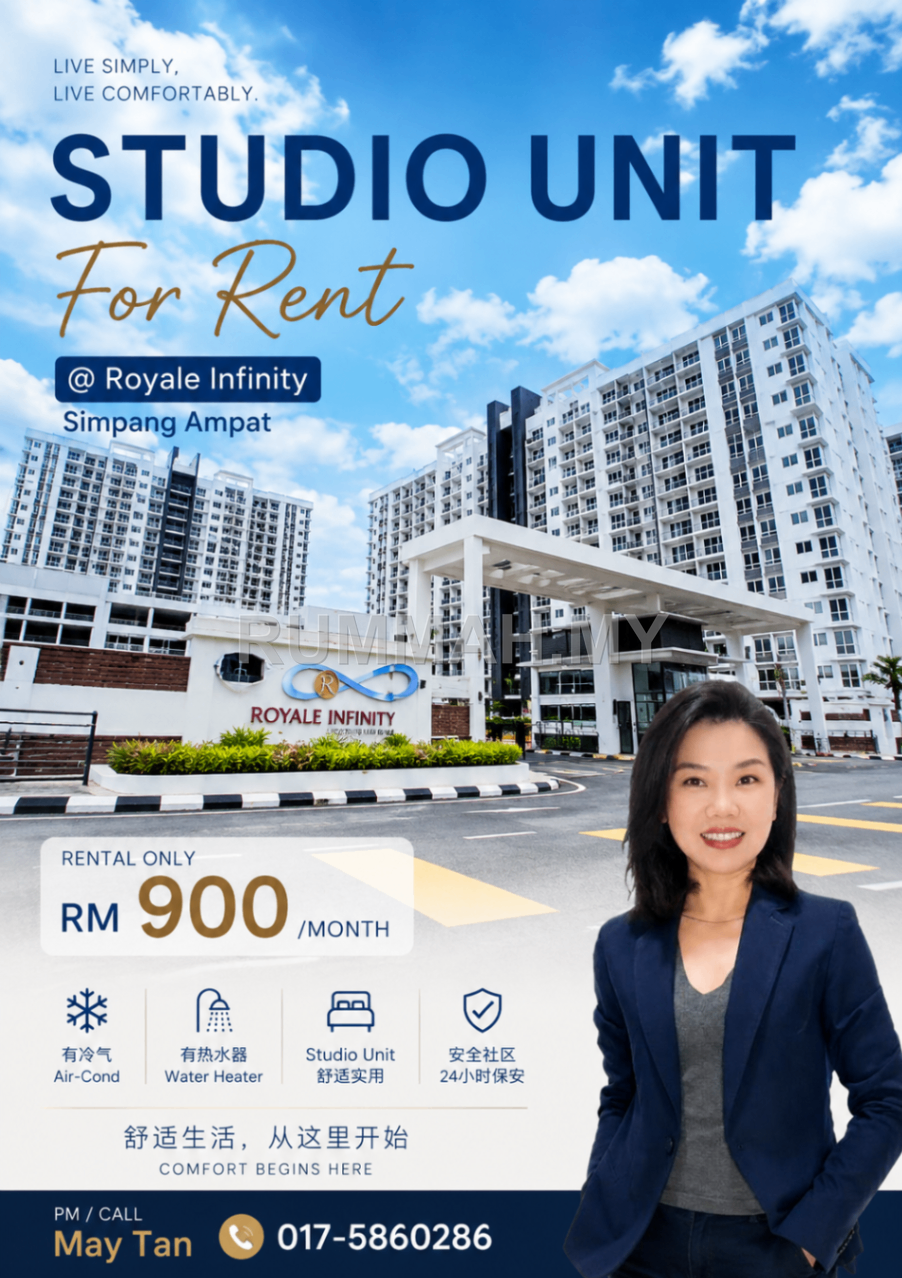 1-bedroom condo in Simpang Ampat, Penang for rent - Condo for Rent @ Royale Infinity, Simpang Ampat | Partly Furnished