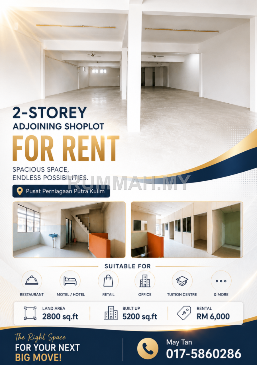 Shoplot for Rent @ Jalan Kelang Lama, Kulim | Freehold