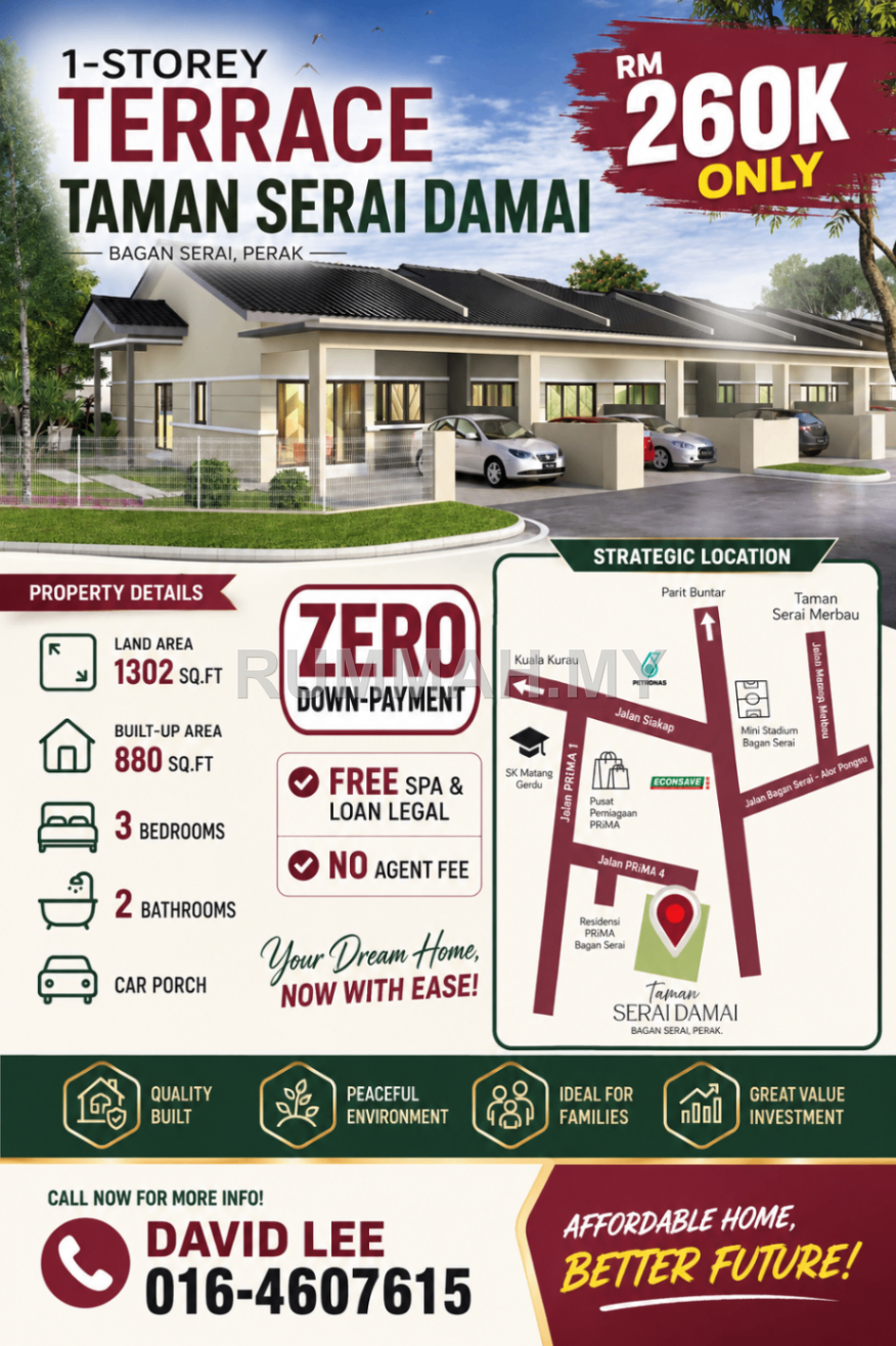 New Project : 1-storey terrace Taman Serai Damai (Bagan Serai)
