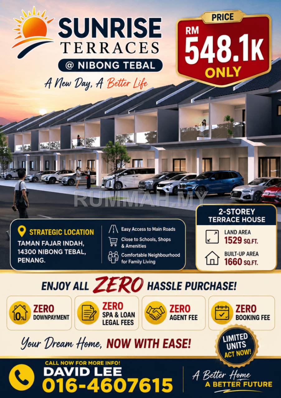New Project : 2-storey terrace SUNRISE TERRACES @ NIBONG TEBAL
