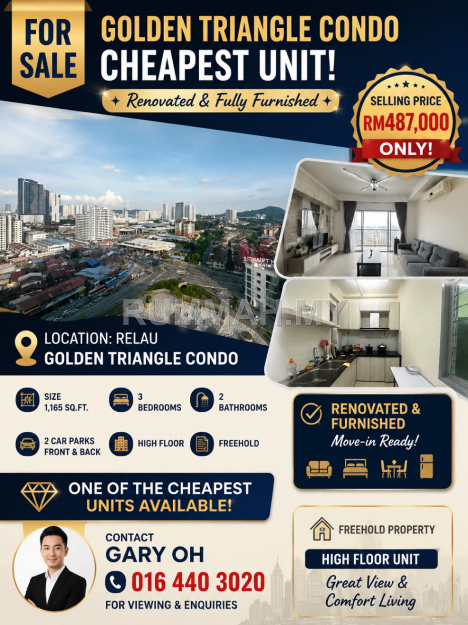 Condo for Sale @ Golden Triangle Condo, Relau | Freehold