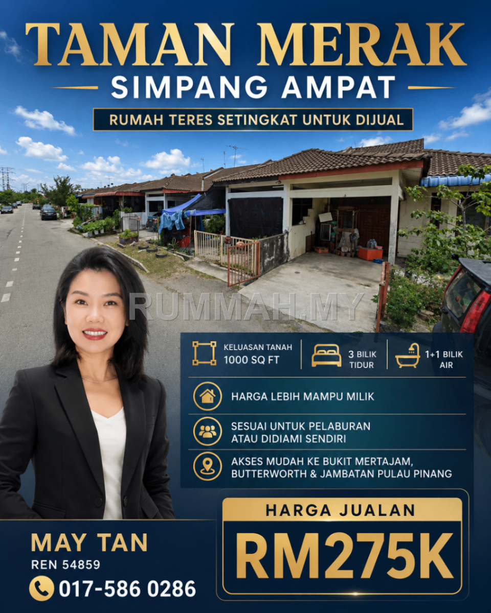 1-Storey Terraced House for Sale @ Taman Merak, Simpang Ampat | Freehold