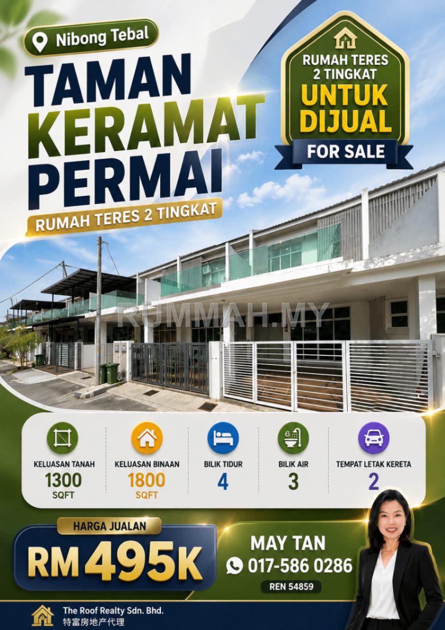 2-Storey Terraced House for Sale @ Tmn Keramat Permai, Nibong Tebal | Freehold