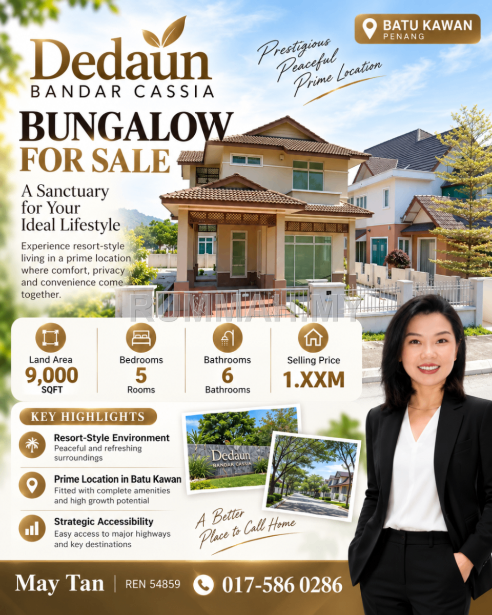 5-bedroom house in Bandar Cassia, Penang for sale - Bungalow House for Sale @ Dedaun Bandar Cassia, Bandar Cassia | Freehold