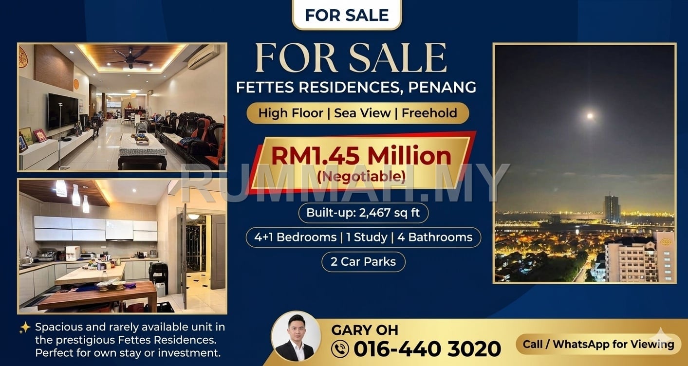 4-bedroom condo in Tanjung Tokong, Penang for sale - Condo for Sale @ Fettes Residences, Penang | Freehold