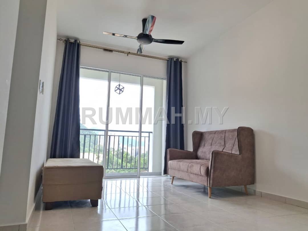 3-bedroom condo in Gelugor, Penang for rent - Ideal Residency Gelugor, 850Sft,1Cp, Partially Furnished 