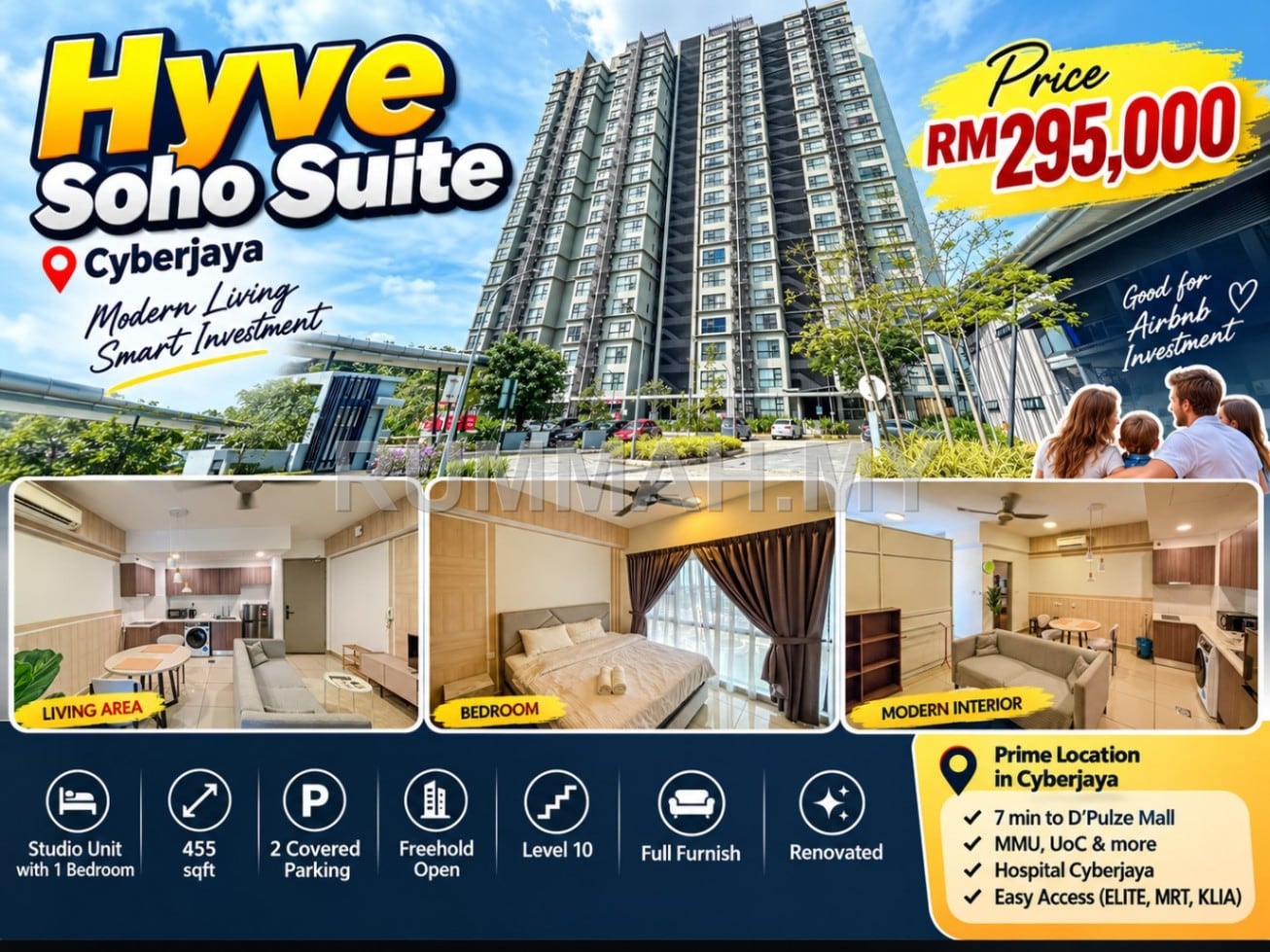 1-bedroom condo in cyberjaya, Selangor for sale - Hyve Soho Suite  Cyberjaya. Welcome to View295