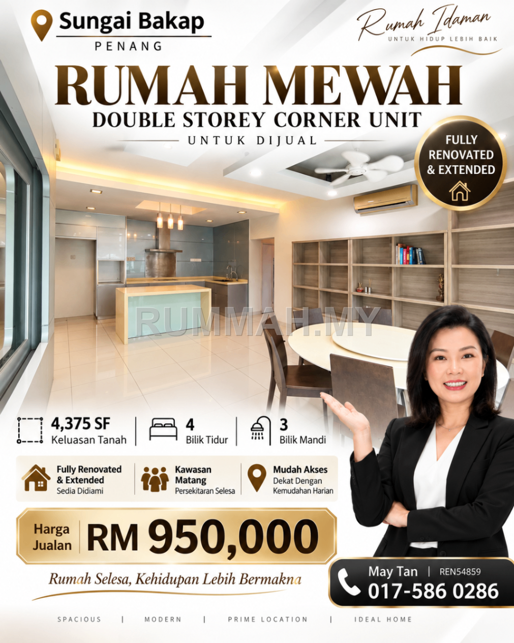 4-bedroom house in Sungai Bakap, Penang for sale - 2-Storey Corner House for Sale @ Sungai Bakap, Singai Bakap | Freehold