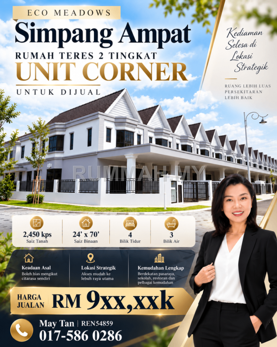 4-bedroom house in Simpang Ampat, Penang for sale - 2-Storey Corner House for Sale @ Eco Meadows, Simpang Ampat | Freehold