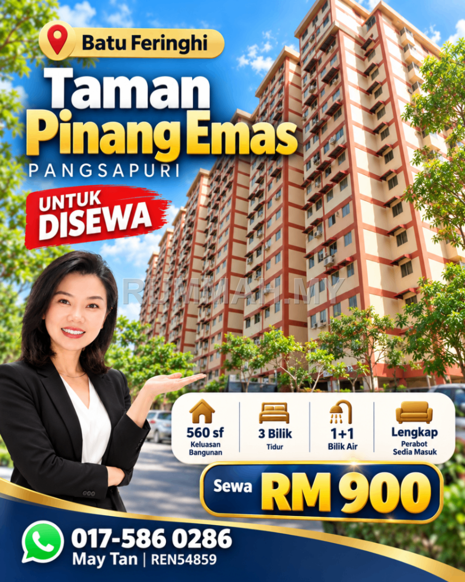 3-bedroom condo in Batu Ferringhi, Penang for rent - Apartment for Rent @ Taman Pinang Emas, Batu Ferringhi | Freehold