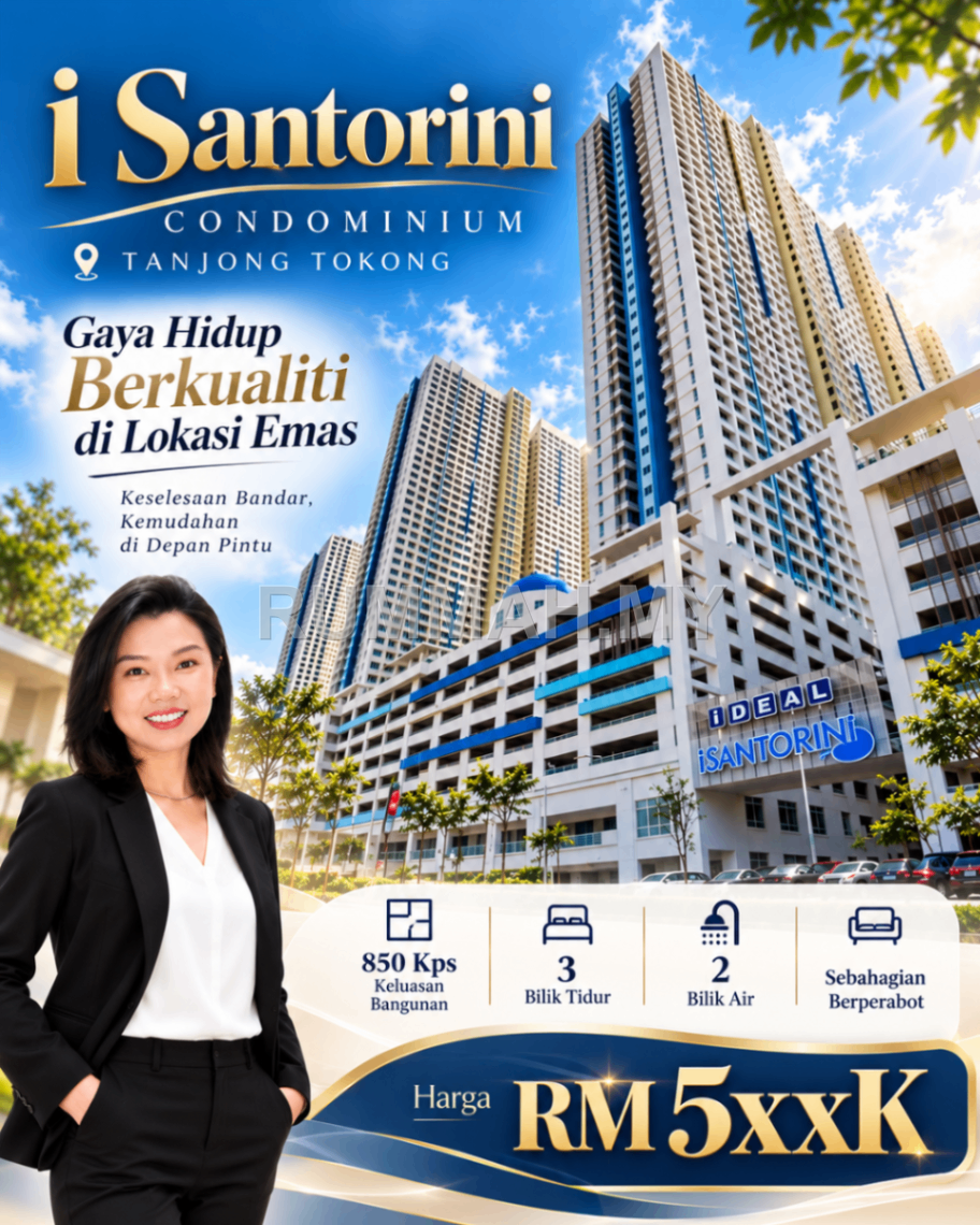 3-bedroom condo in Tanjung Tokong, Penang for sale - i santorini condo for Sale @ Tanjong Tokong 
